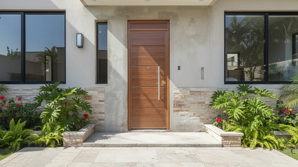 Puerta entrada madera diseno moderno